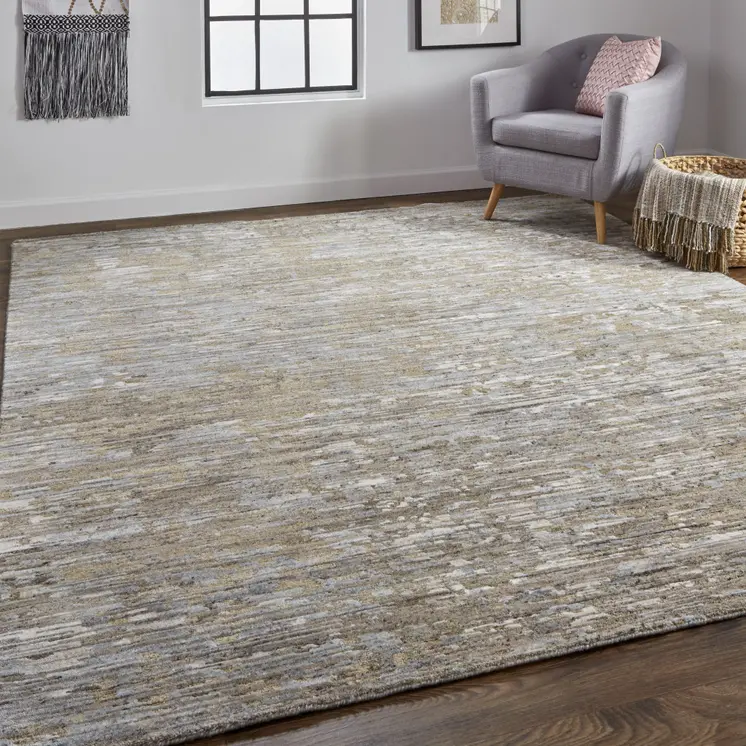 2' X 3' Brown and Ivory Wool Abstract Hand Knotted Area Rug