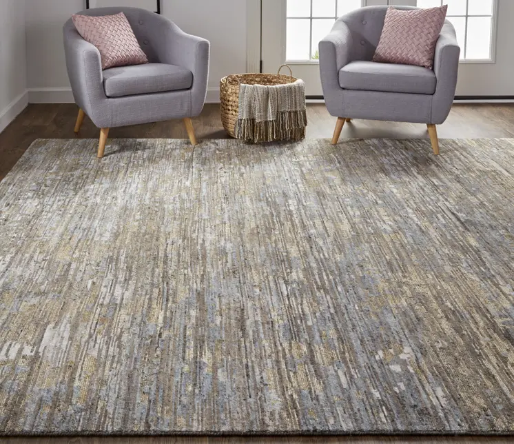 2' X 3' Brown and Ivory Wool Abstract Hand Knotted Area Rug