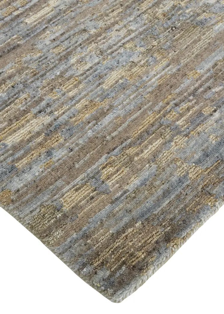 2' X 3' Brown and Ivory Wool Abstract Hand Knotted Area Rug