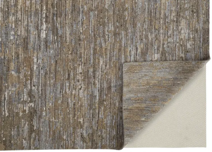 2' X 3' Brown and Ivory Wool Abstract Hand Knotted Area Rug