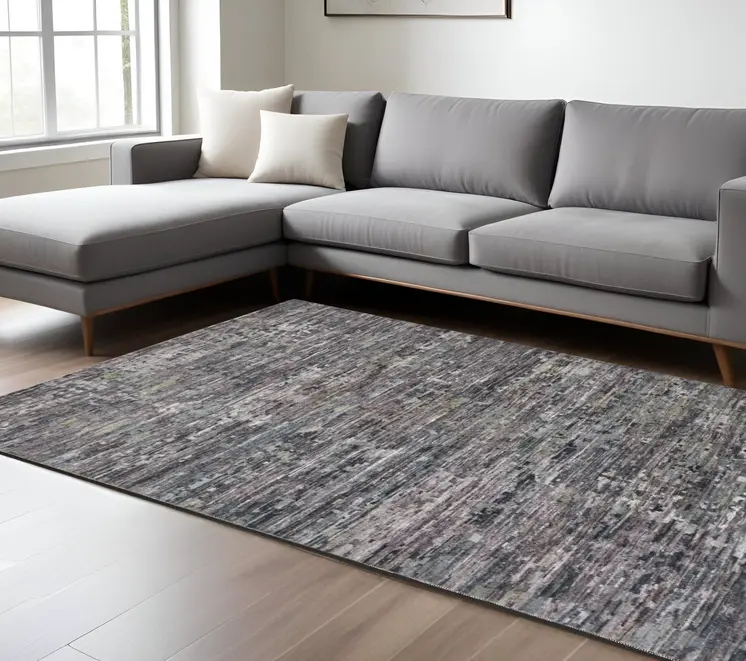 9' X 12' Blue And Gray Wool Abstract Hand Knotted Area Rug