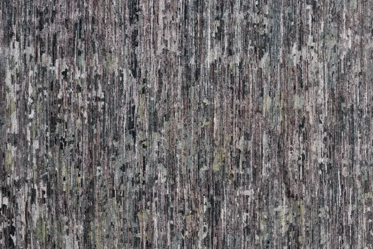 8' Blue and Gray Wool Abstract Hand Knotted Runner Rug