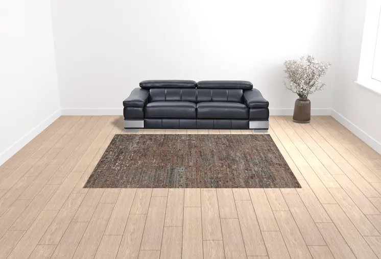 9' X 12' Red And Blue Wool Abstract Hand Knotted Area Rug
