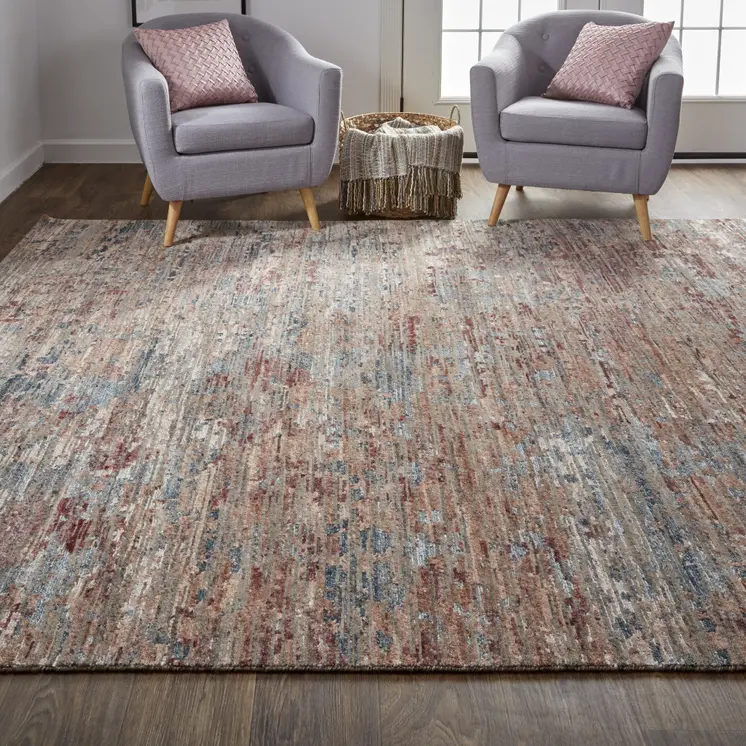 12' X 15' Red And Blue Wool Abstract Hand Knotted Area Rug
