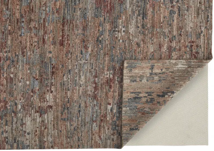2' X 3' Blue and Red Wool Abstract Hand Knotted Area Rug