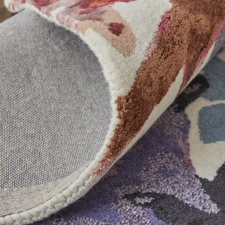 2' X 3' Blue and Red Floral Hand Tufted Area Rug