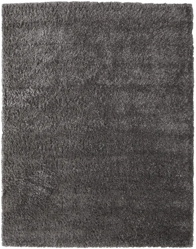 5' X 8' Gray Shag Power Loom Stain Resistant Area Rug