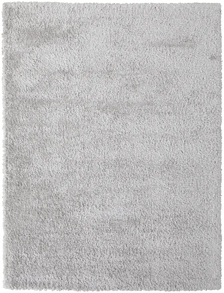 8' X 10' Silver And Gray Shag Power Loom Stain Resistant Area Rug