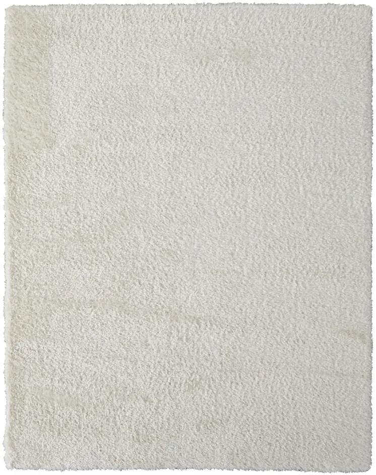 8' X 10' White Shag Power Loom Stain Resistant Area Rug