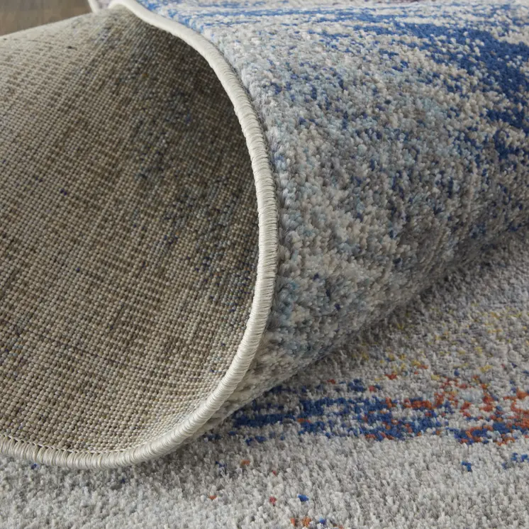 7' X 10' Blue and Gray Abstract Power Loom Non Skid Area Rug