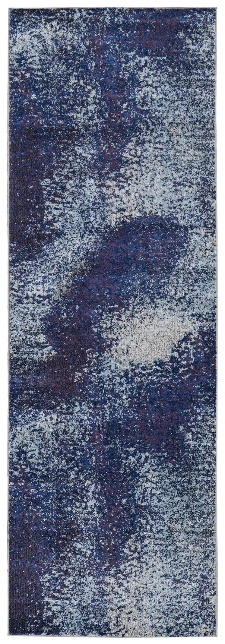 8' Blue and Purple Abstract Power Loom Runner Rug