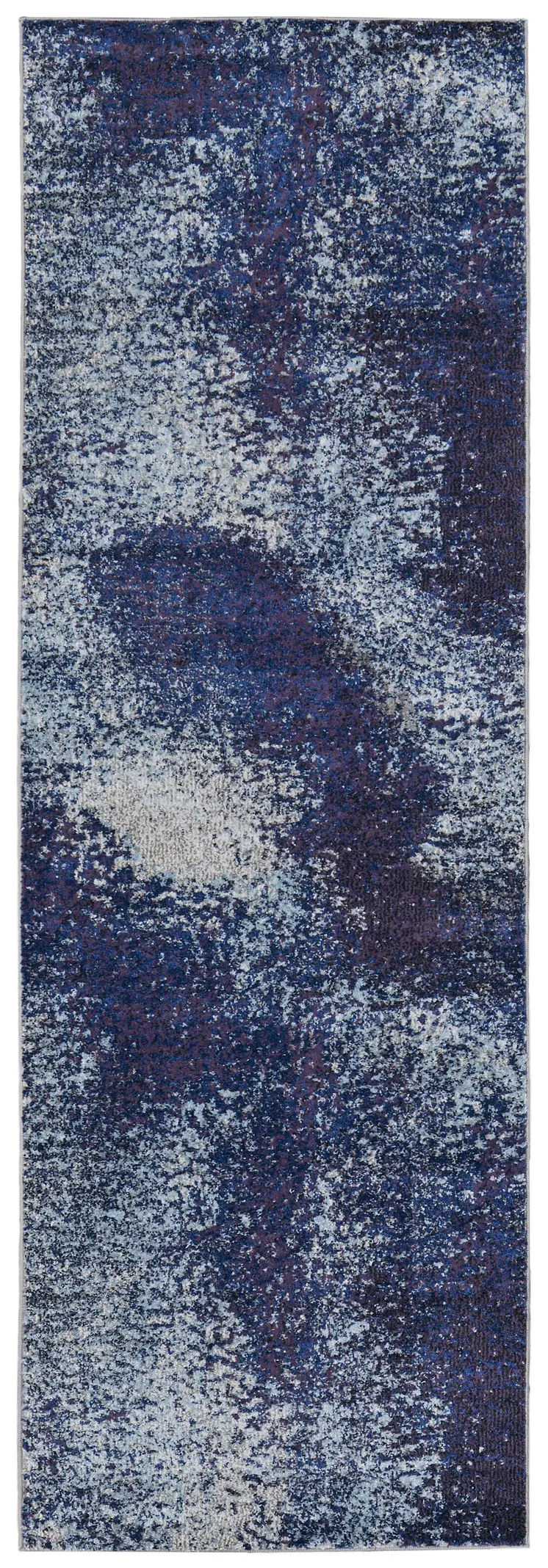 8' Blue and Purple Abstract Power Loom Runner Rug
