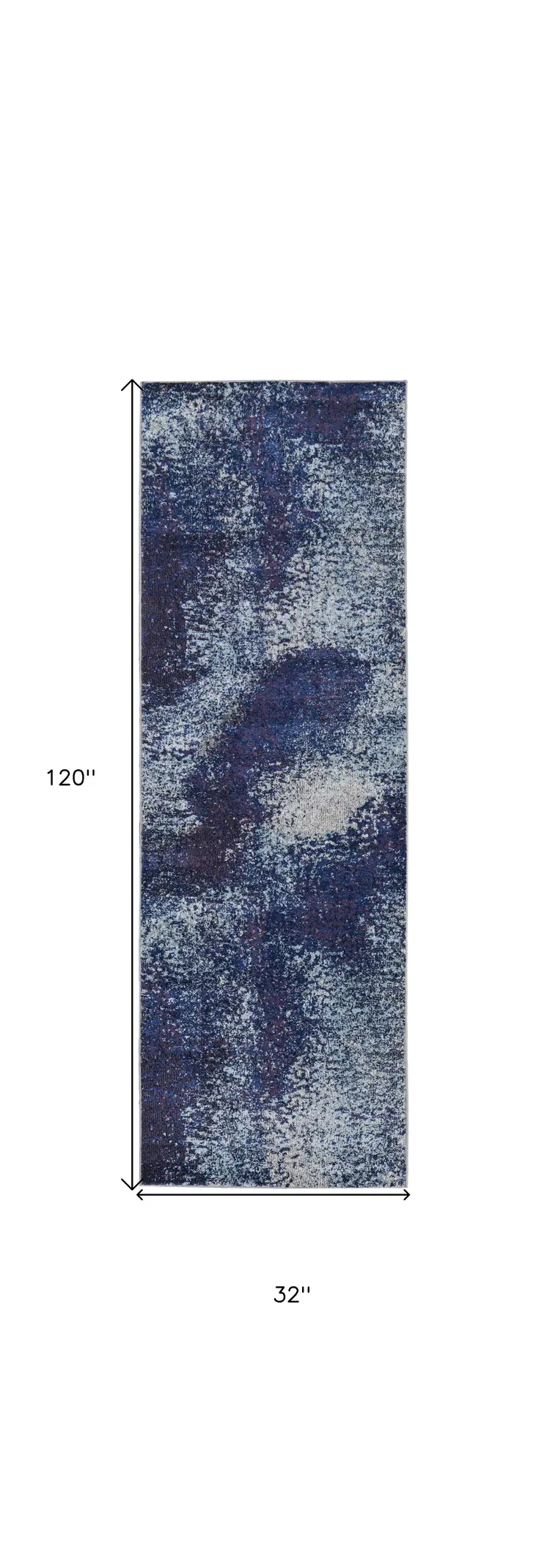 10' Blue and Purple Abstract Power Loom Runner Rug