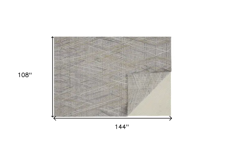 9' X 12' Gray And Ivory Abstract Hand Woven Area Rug