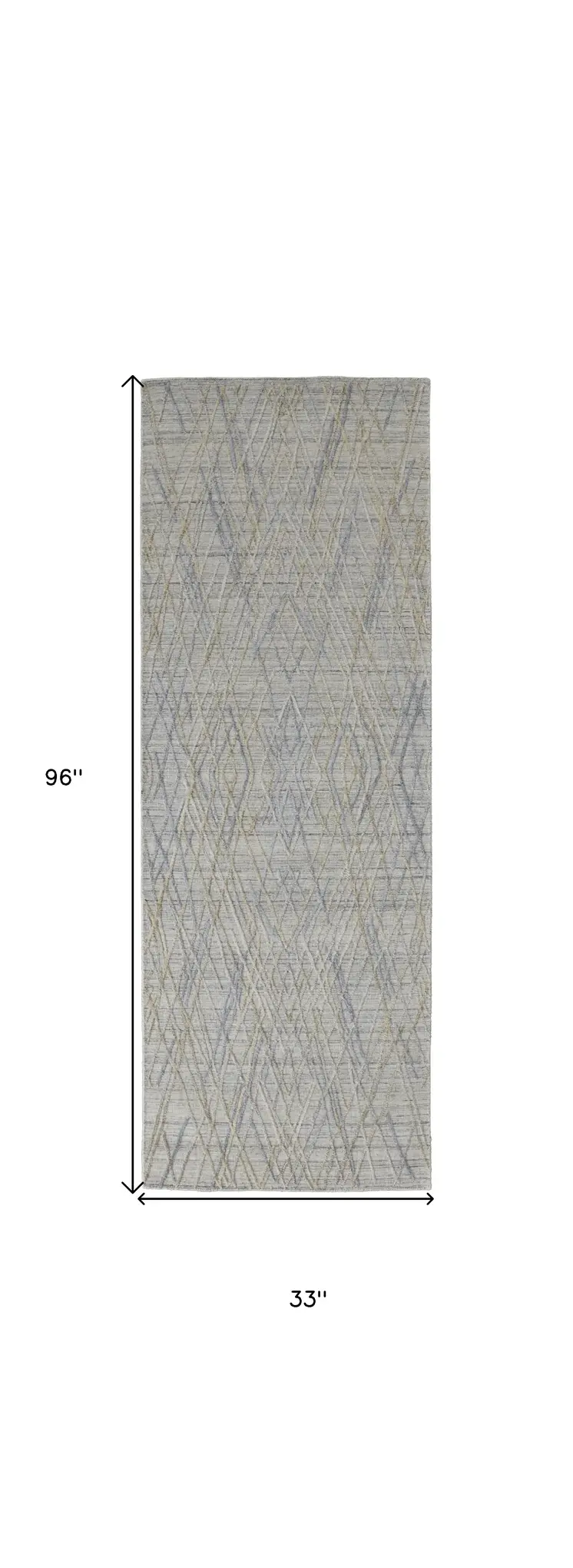 8' Gray And Ivory Abstract Hand Woven Runner Rug