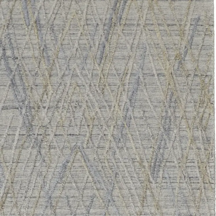 8' Gray And Ivory Abstract Hand Woven Runner Rug