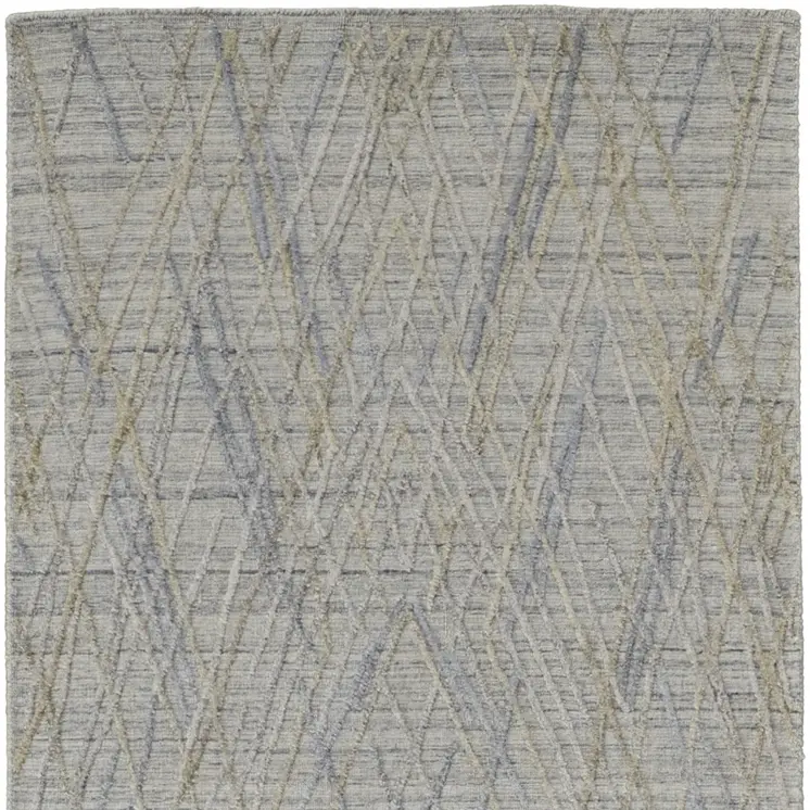 8' Gray And Ivory Abstract Hand Woven Runner Rug