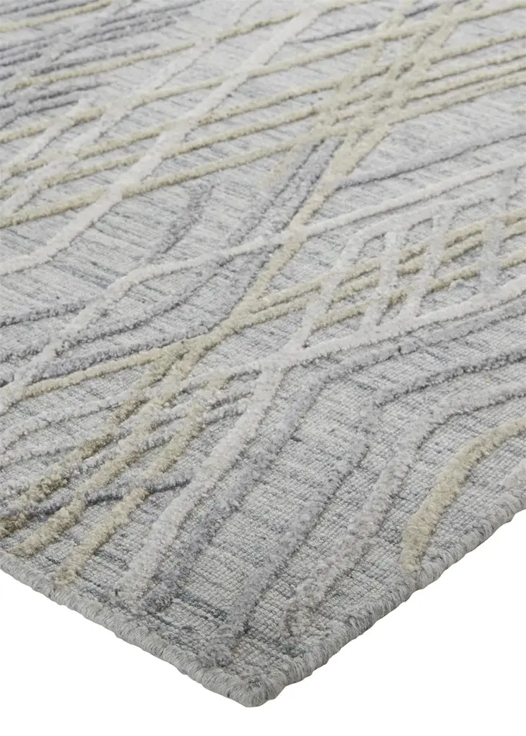 2' X 3' Gray and Ivory Abstract Hand Woven Area Rug