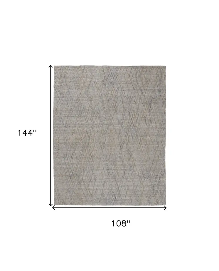 9' X 12' Gray And Blue Abstract Hand Woven Area Rug