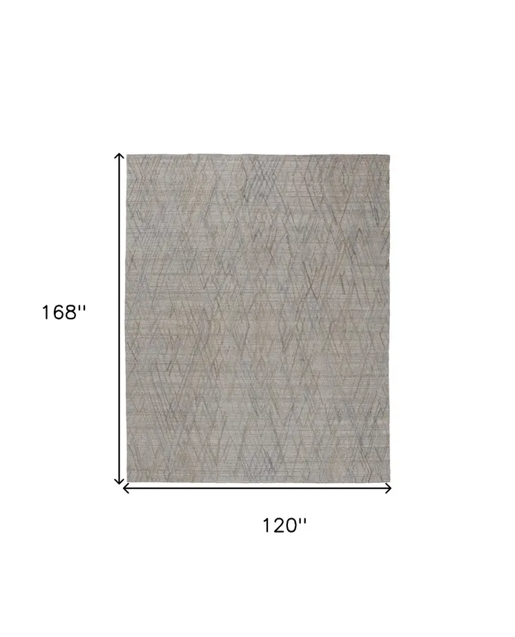 10' X 14' Gray And Blue Abstract Hand Woven Area Rug