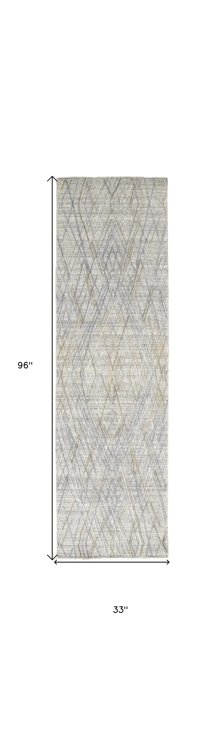 8' Blue and Gray Abstract Hand Woven Runner Rug