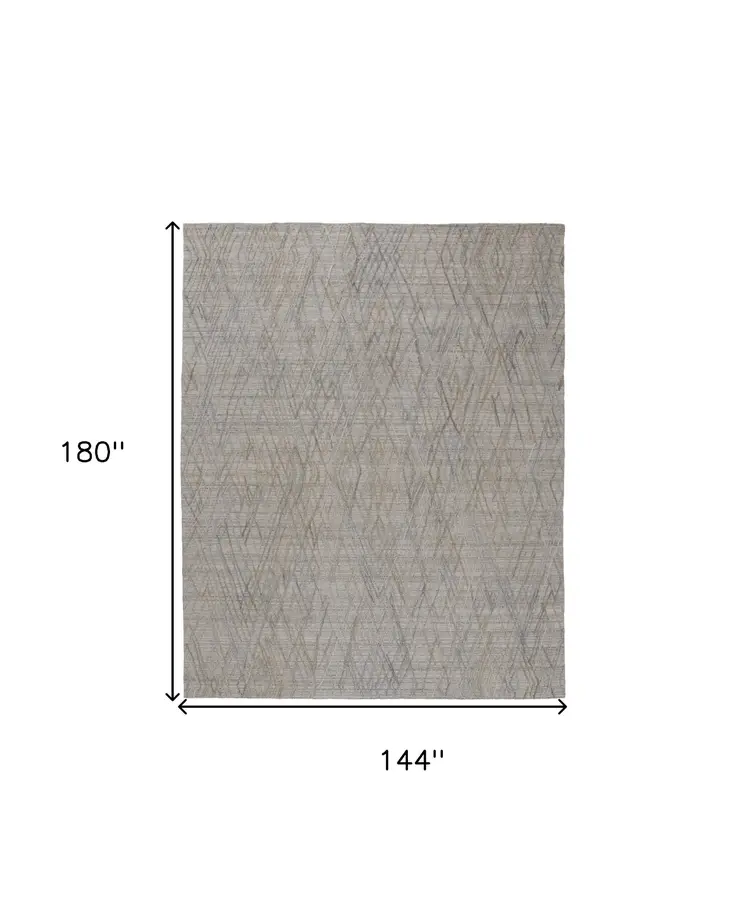 12' X 15' Gray And Blue Abstract Hand Woven Area Rug