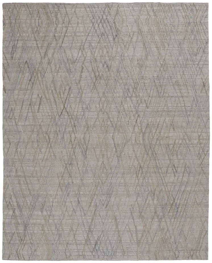 12' X 15' Gray And Blue Abstract Hand Woven Area Rug