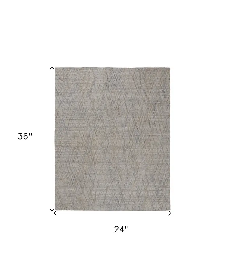 2' X 3' Blue and Gray Abstract Hand Woven Area Rug