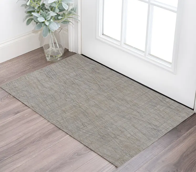 2' X 3' Blue and Gray Abstract Hand Woven Area Rug