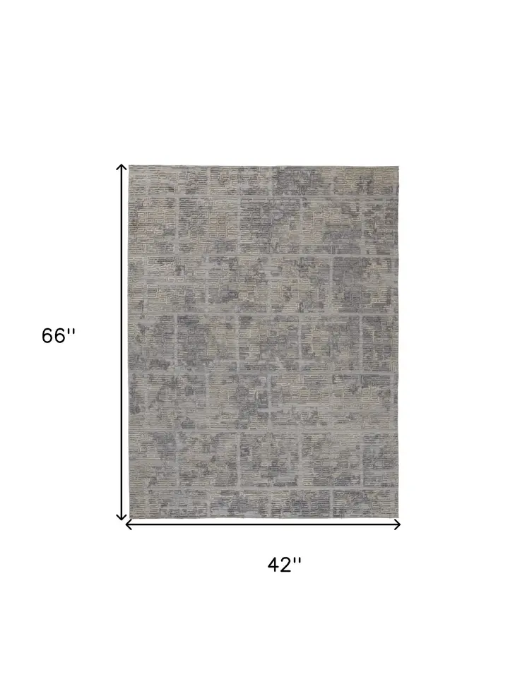 4' X 6' Gray and Ivory Abstract Hand Woven Area Rug