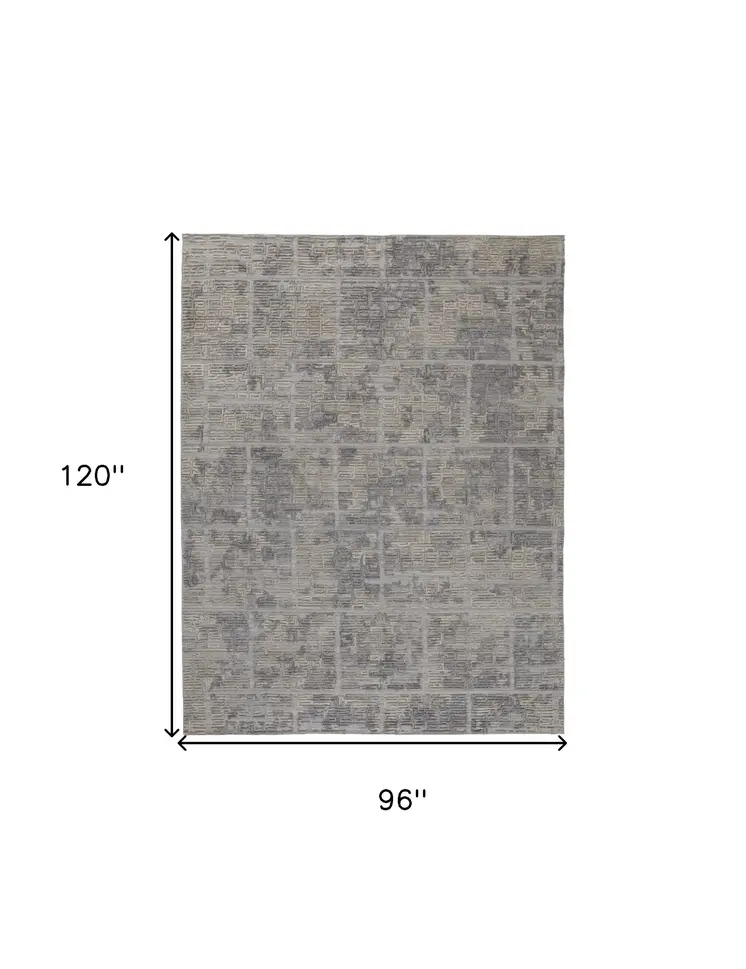 8' X 10' Gray And Ivory Abstract Hand Woven Area Rug