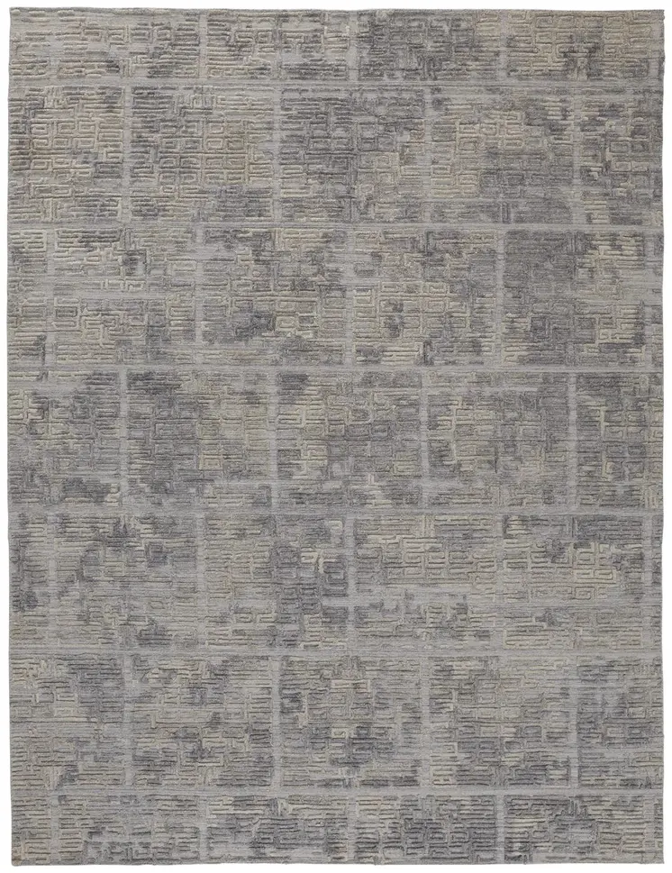 10' X 14' Gray And Ivory Abstract Hand Woven Area Rug