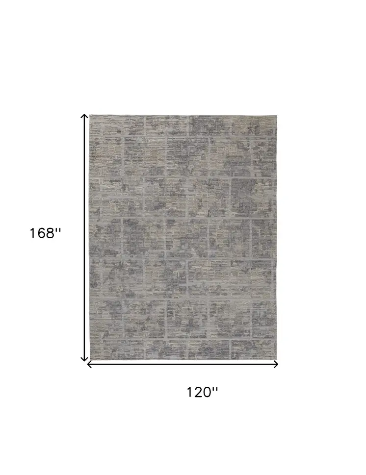 10' X 14' Gray And Ivory Abstract Hand Woven Area Rug