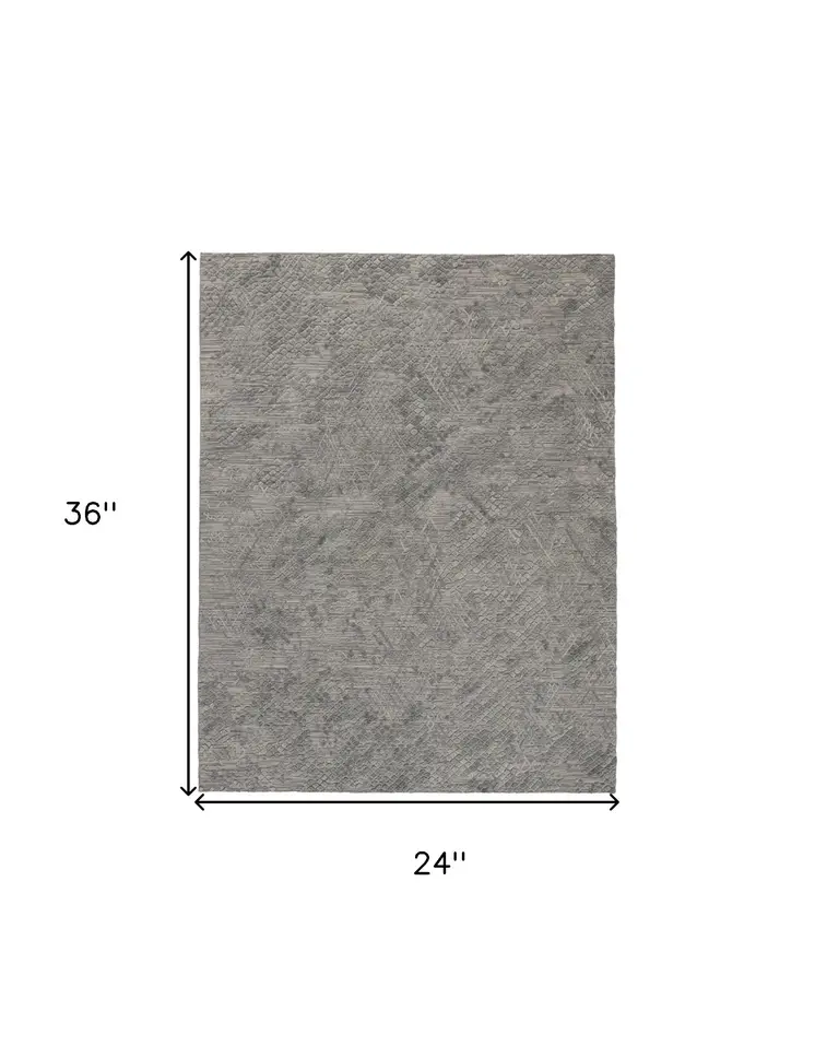 2' X 3' Gray Abstract Hand Woven Area Rug