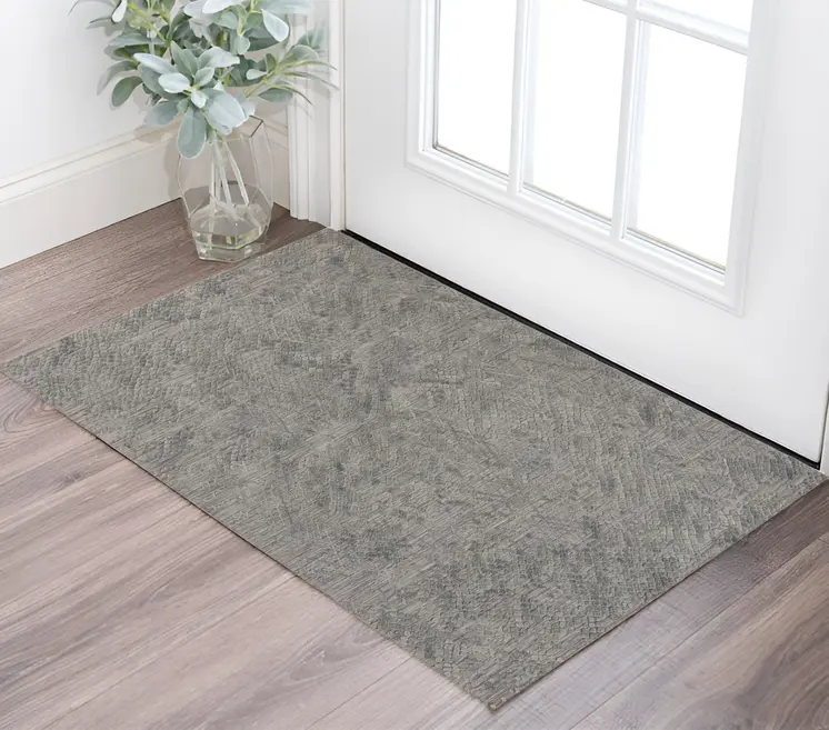 2' X 3' Gray Abstract Hand Woven Area Rug