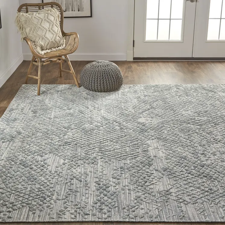 2' X 3' Gray Abstract Hand Woven Area Rug