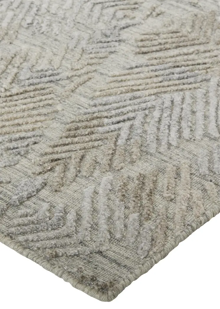 10' X 14' Gray And Taupe Abstract Hand Woven Area Rug