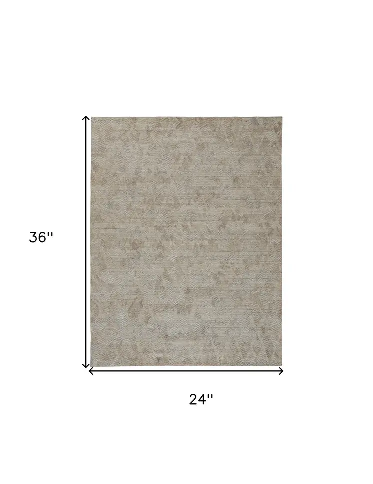 2' X 3' Taupe Abstract Hand Woven Area Rug