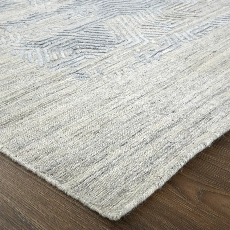 4' X 6' Blue and Gray Abstract Hand Woven Distressed Area Rug