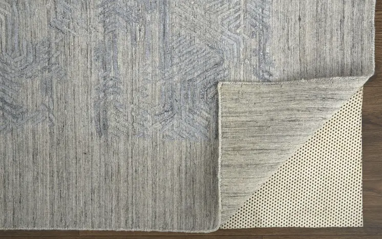 4' X 6' Blue and Gray Abstract Hand Woven Distressed Area Rug