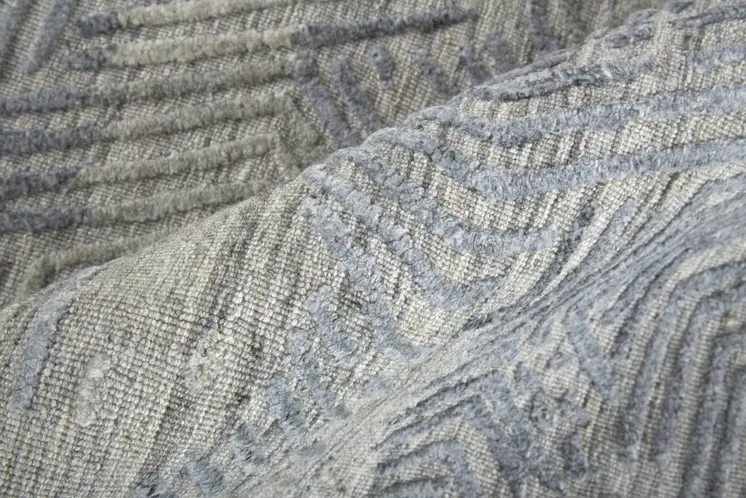 4' X 6' Blue and Gray Abstract Hand Woven Distressed Area Rug