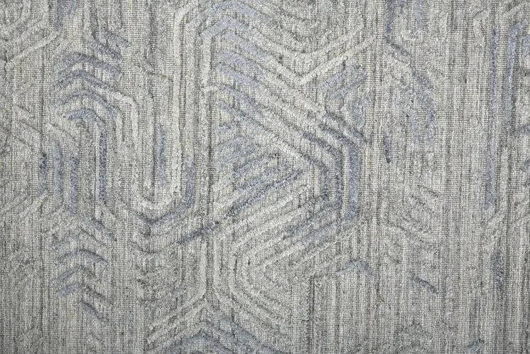 4' X 6' Blue and Gray Abstract Hand Woven Distressed Area Rug