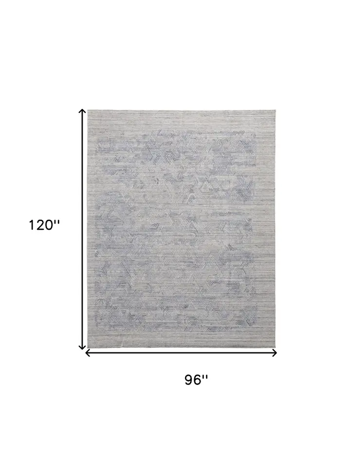 8' X 10' Gray And Blue Abstract Hand Woven Area Rug