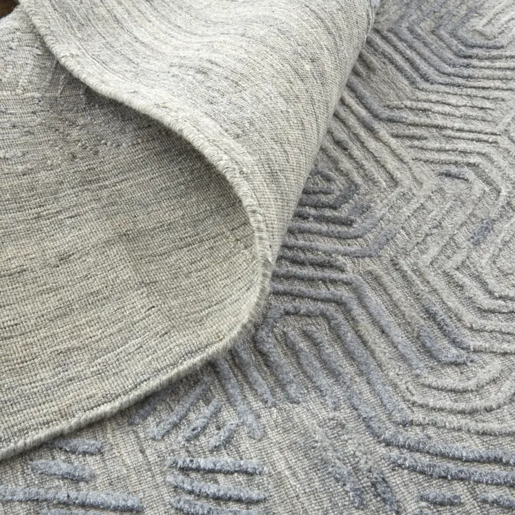 10' Blue and Gray Abstract Hand Woven Runner Rug