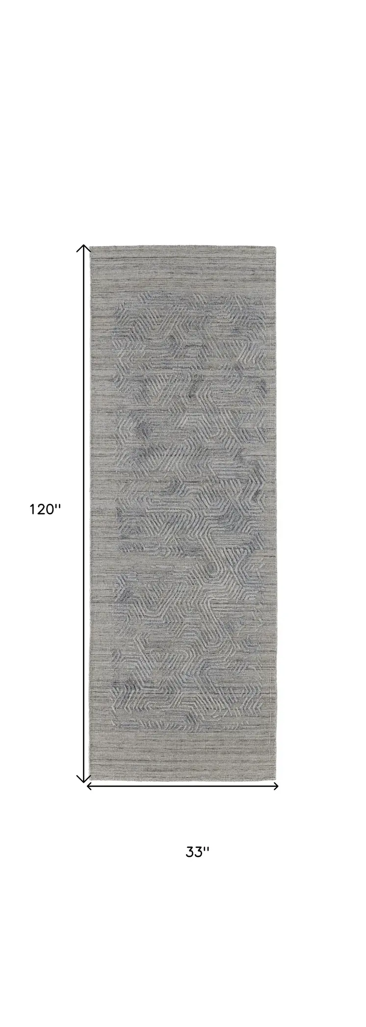 10' Blue and Gray Abstract Hand Woven Runner Rug