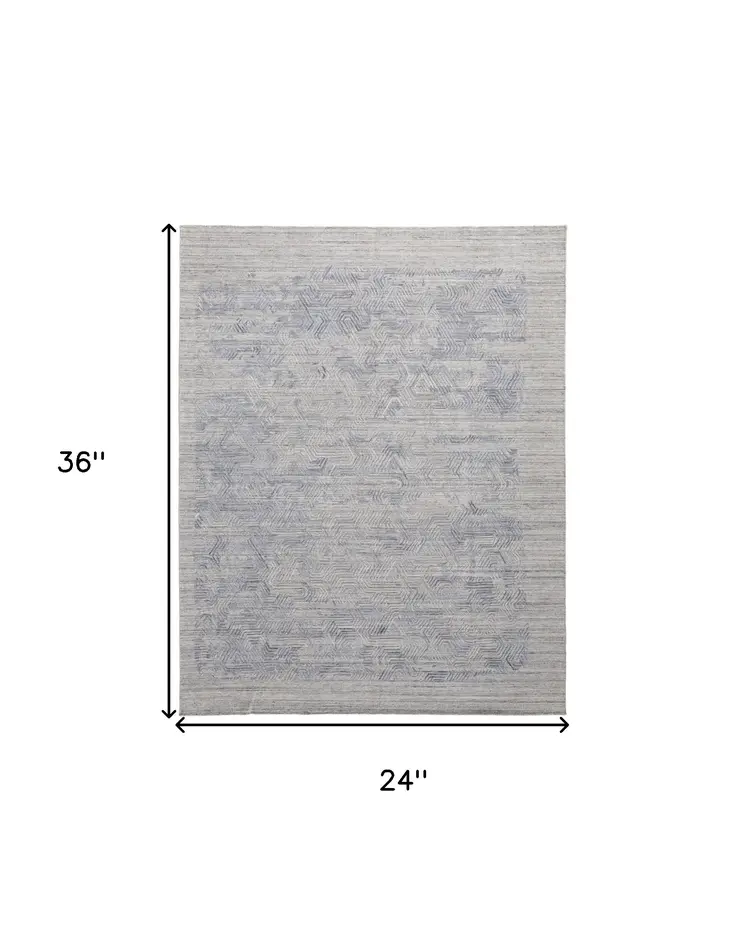 2' X 3' Blue and Gray Abstract Hand Woven Area Rug