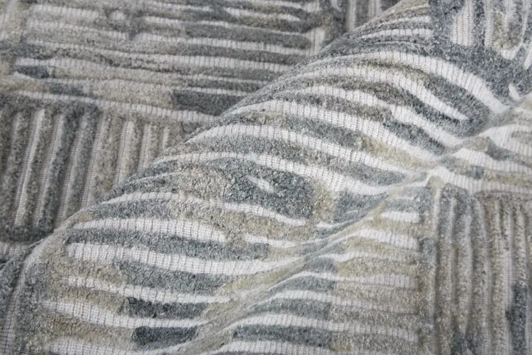 10' Blue and Ivory Abstract Hand Woven Runner Rug