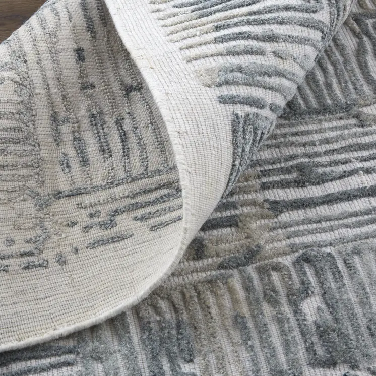 10' Blue and Ivory Abstract Hand Woven Runner Rug