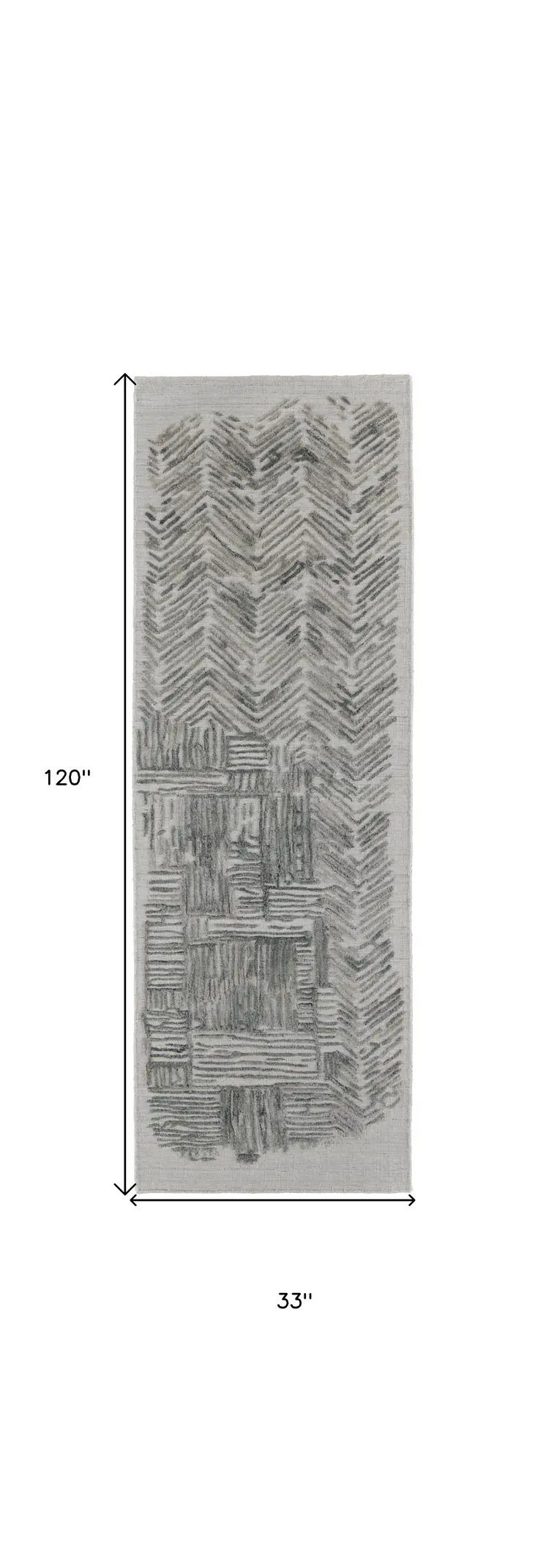 10' Blue and Ivory Abstract Hand Woven Runner Rug