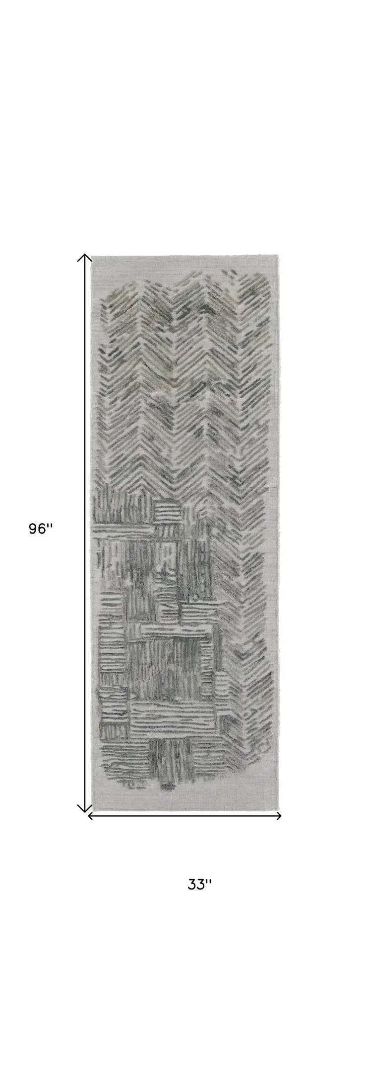 8' Blue and Ivory Abstract Hand Woven Runner Rug